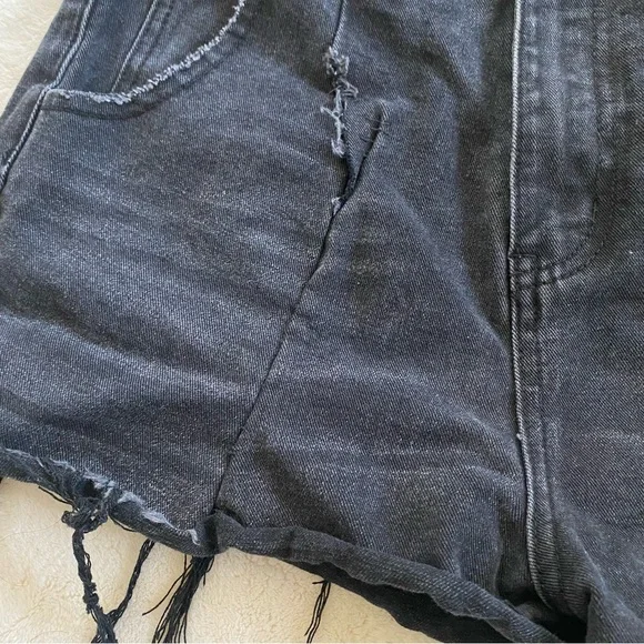High Waisted Black Jean Shorts - Picture 4 of 11